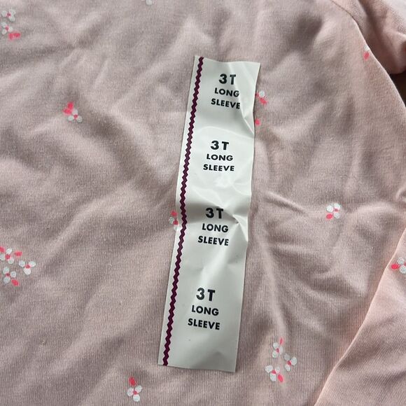 NWT Cat & Jack Size 3T Light Peach Pink Floral Long Sleeve Girl’s T-Shirt Tee - Picture 4 of 5